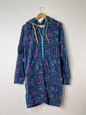 Chubbies Colorful Geometric Fleece Zip-Up Hoodie Onesie Shorts size Medium
